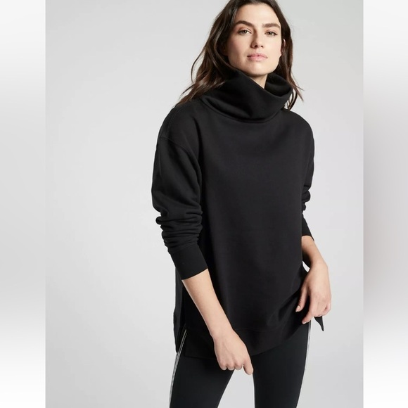 Athleta 24/7 Funnel Neck Sweatshirt Black Size M - Picture 1 of 12